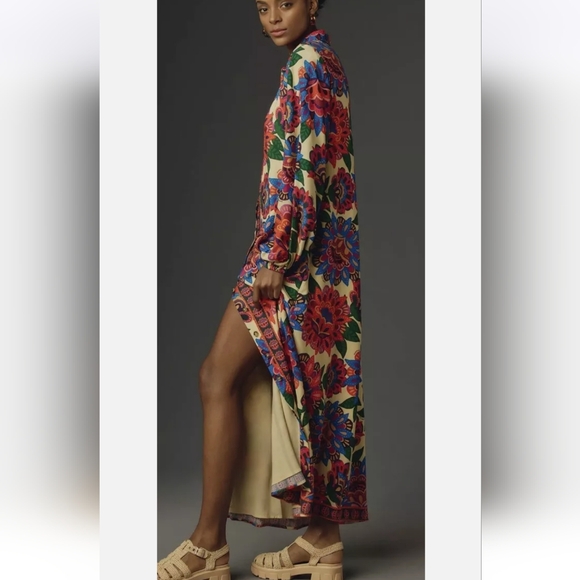 Farm Rio Long Sleeve Button Front Midi Dress - Picture 4 of 5